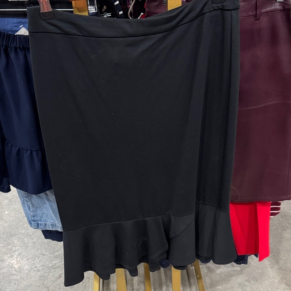 Cato Black Pencil Skirt with Ruffle Hem